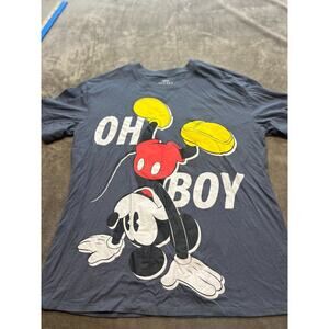 Disney Mickey Mouse‎ Upside Down Handstand "Oh Boy" Gray T-Shirt Size large
